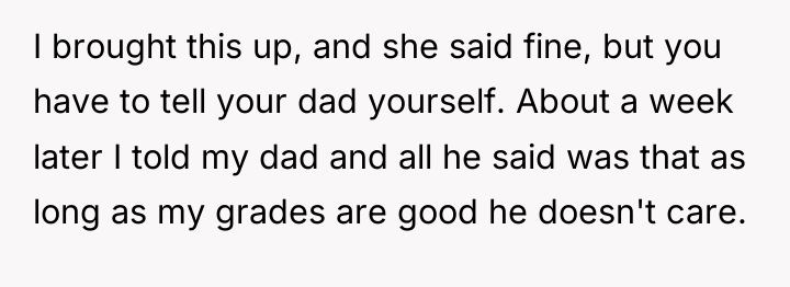 I brought this up, and she said fine, but you...