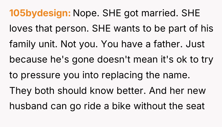 105bydesign Nope. SHE got married. SHE loves that person. SHE...