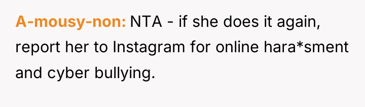 A-mousy-non NTA - if she does it again, report her...