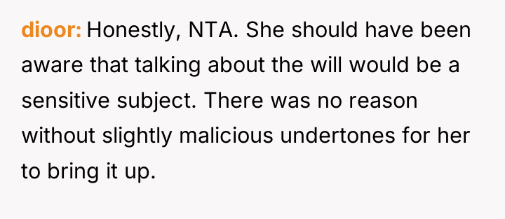 dioor Honestly, NTA. She should have been aware that talking...