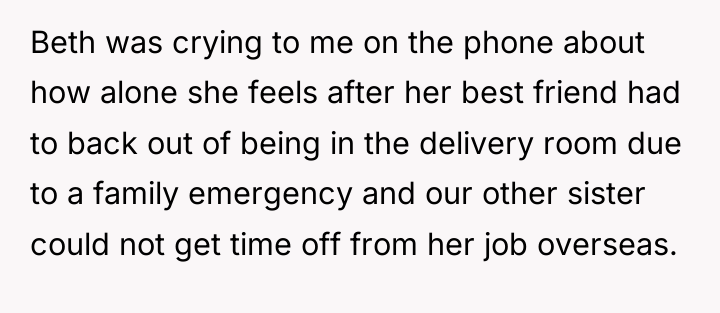 Beth was crying to me on the phone about how...