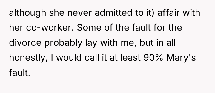 although she never admitted to it) affair with her co-worker....