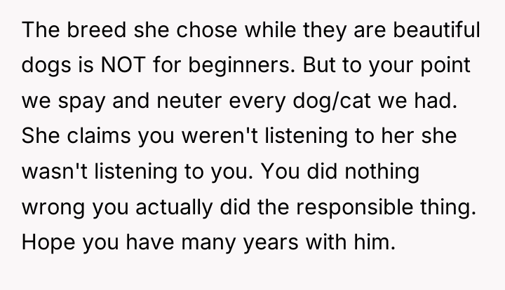 The breed she chose while they are beautiful dogs is...