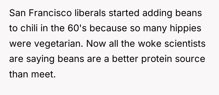 San Francisco liberals started adding beans to chili in the...