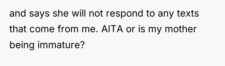 and says she will not respond to any texts that...