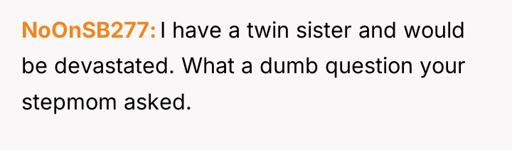 NoOnSB277 I have a twin sister and would be devastated....