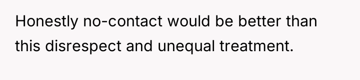 Honestly no-contact would be better than this disrespect and unequal...