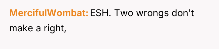 MercifulWombat ESH. Two wrongs don't make a right,