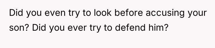 Did you even try to look before accusing your son?...