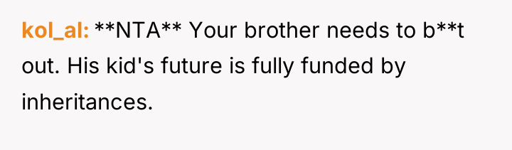 kol_al **NTA** Your brother needs to b**t out. His kid's...