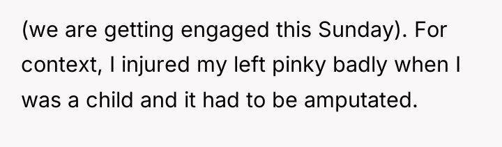 (we are getting engaged this Sunday). For context, I injured...