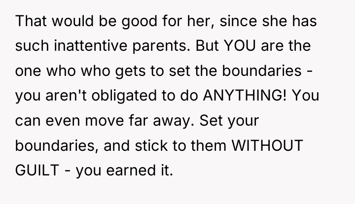 That would be good for her, since she has such...