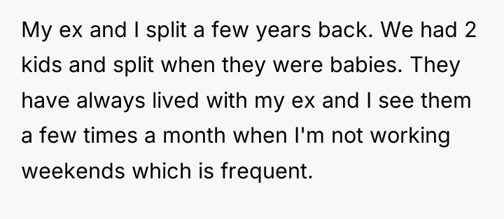 My ex and I split a few years back. We...