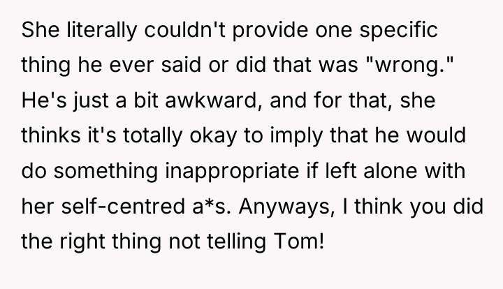 She literally couldn't provide one specific thing he ever said...