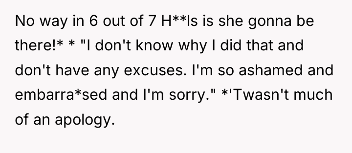 No way in 6 out of 7 H**ls is she...