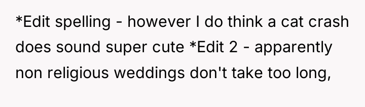 *Edit spelling - however I do think a cat crash...