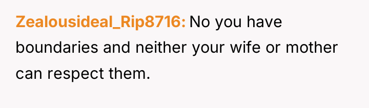 Zealousideal_Rip8716 No you have boundaries and neither your wife or...