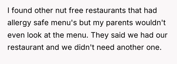 I found other nut free restaurants that had allergy safe...