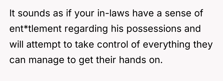 It sounds as if your in-laws have a sense of...