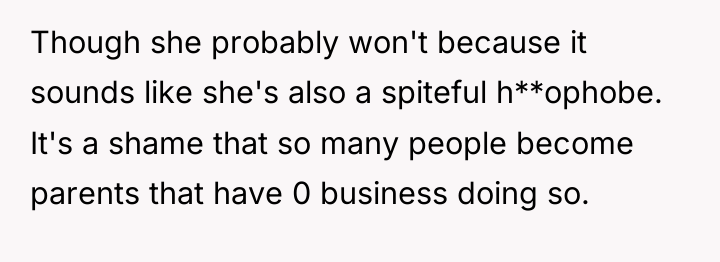 Though she probably won't because it sounds like she's also...