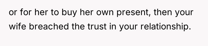 or for her to buy her own present, then your...