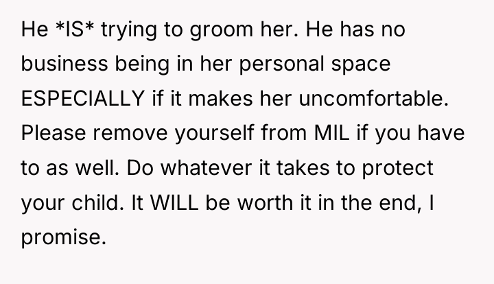 He *IS* trying to groom her. He has no business...