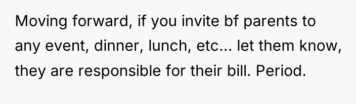 Moving forward, if you invite bf parents to any event,...