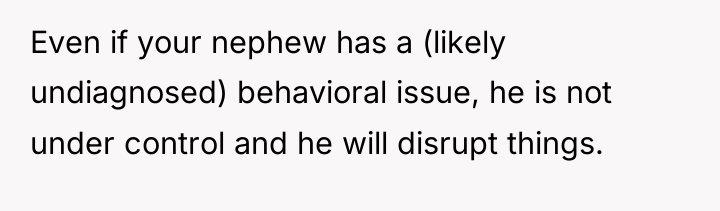 Even if your nephew has a (likely undiagnosed) behavioral issue,...