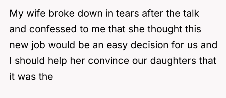 My wife broke down in tears after the talk and...