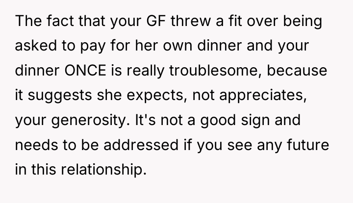 The fact that your GF threw a fit over being...