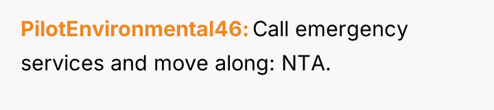 PilotEnvironmental46 Call emergency services and move along: NTA.