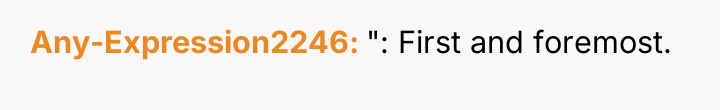 Any-Expression2246 ": First and foremost.