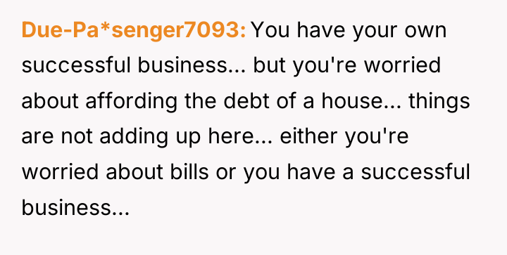 Due-Pa*senger7093 You have your own successful business... but you're worried...