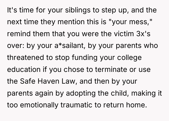 It's time for your siblings to step up, and the...
