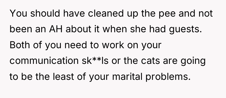 You should have cleaned up the pee and not been...