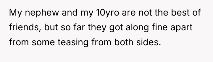 My nephew and my 10yro are not the best of...