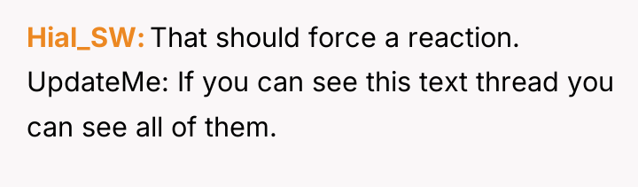 Hial_SW That should force a reaction. UpdateMe: If you can...