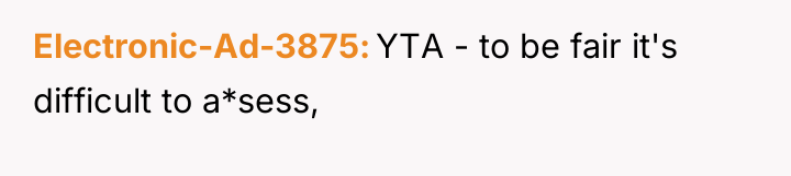 Electronic-Ad-3875 YTA - to be fair it's difficult to a*sess,