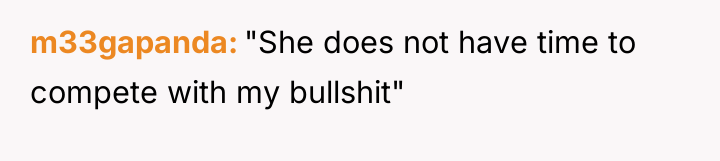 m33gapanda "She does not have time to compete with my...