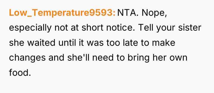 Low_Temperature9593 NTA. Nope, especially not at short notice. Tell your...