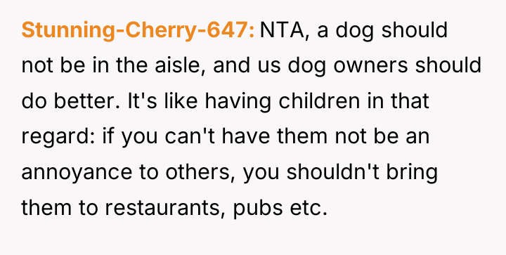 Stunning-Cherry-647 NTA, a dog should not be in the aisle,...