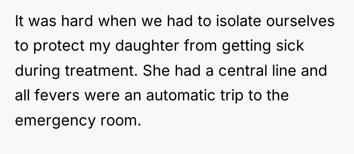 It was hard when we had to isolate ourselves to...