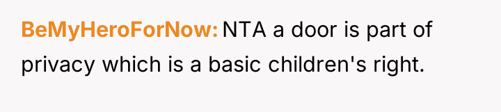 BeMyHeroForNow NTA a door is part of privacy which is...