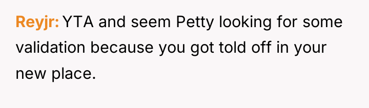 Reyjr YTA and seem Petty looking for some validation because...