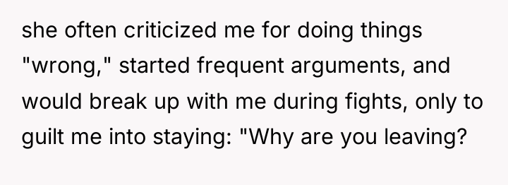 she often criticized me for doing things "wrong," started frequent...