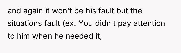 and again it won't be his fault but the situations...