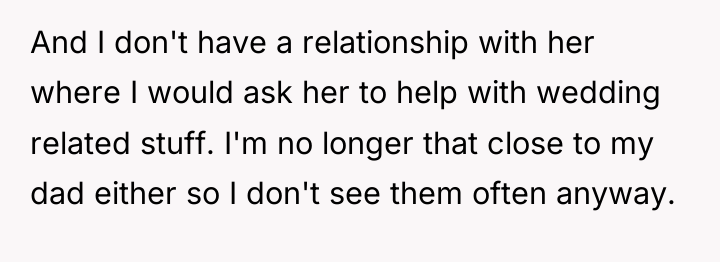And I don't have a relationship with her where I...