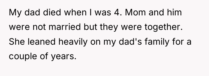 My dad died when I was 4. Mom and him...