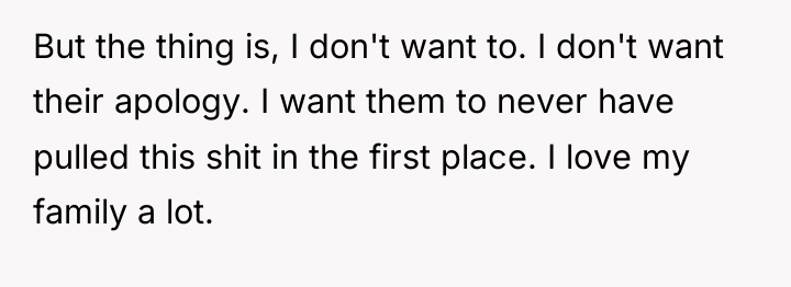 But the thing is, I don't want to. I don't...