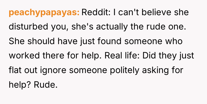 peachypapayas Reddit: I can't believe she disturbed you, she's actually...